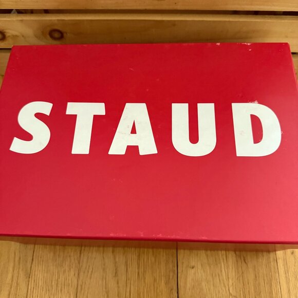 Staud Size 37 US 7 NEW Chili Red Becks Soft Suede Slip On Square Toe Loafer Shoe - Picture 11 of 16